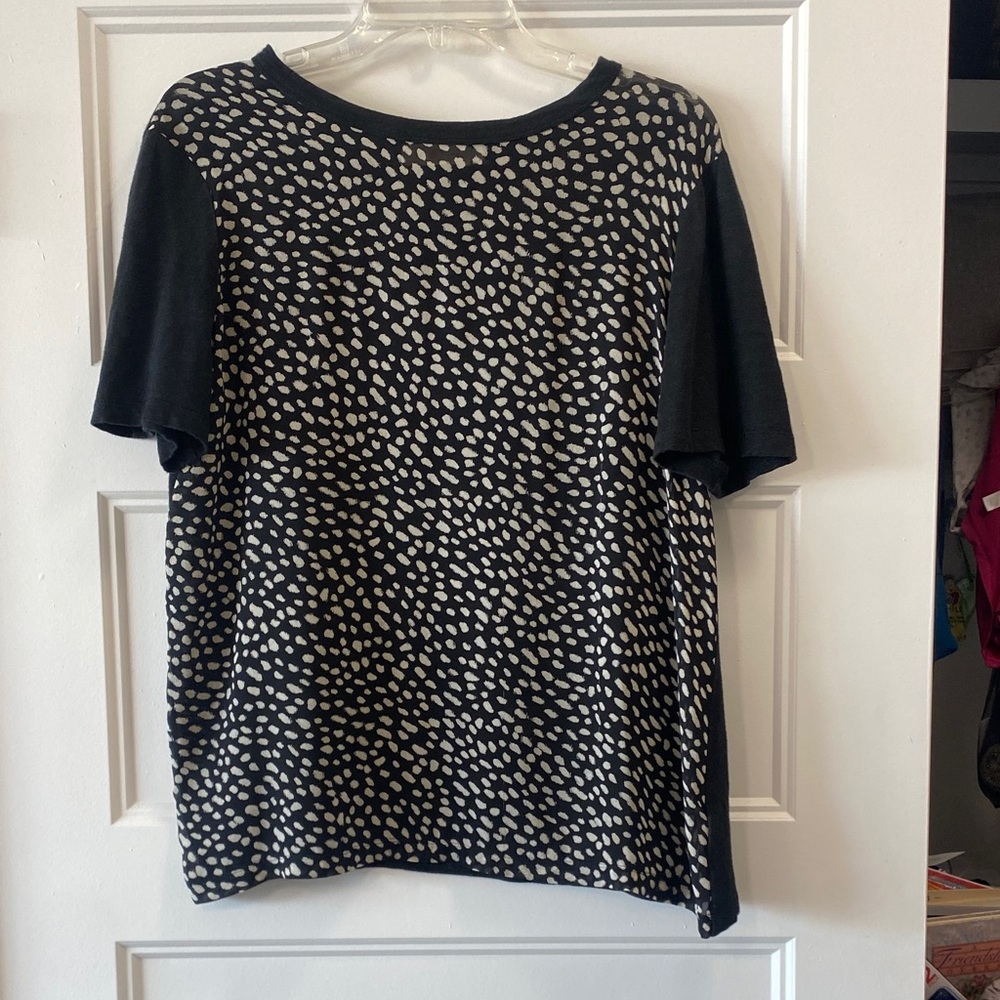 Tory Burch Black and White silk and linen Short Sleeve  Top - large